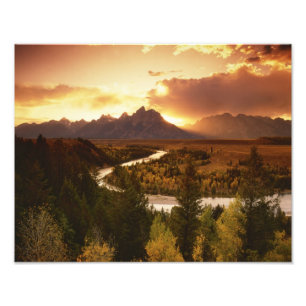 Foto Cordilheira Teton ao pôr do sol, a partir do rio S