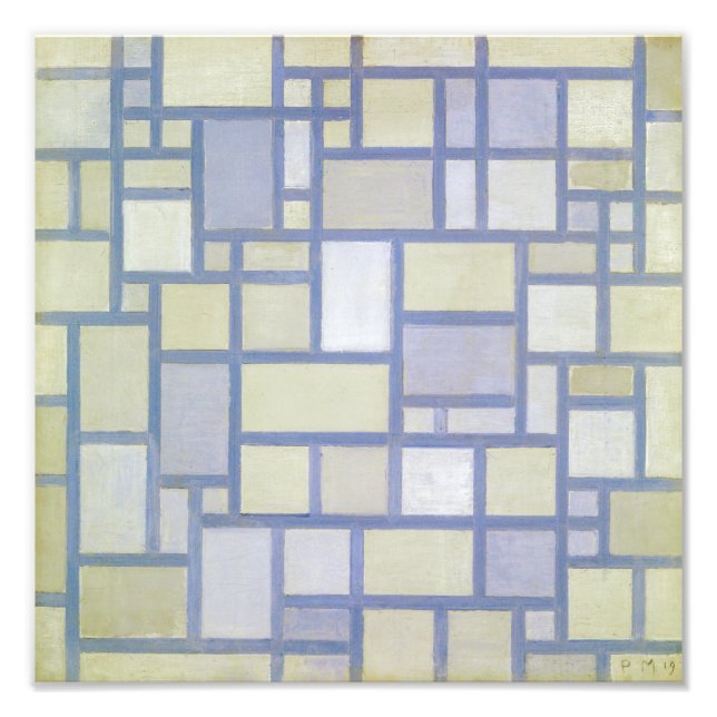 Foto Cores Brilhantes Linhas Cinzas | Piet Mondrian | (Frente)