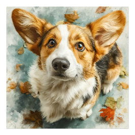 Foto Corgi Curioso Olhar de Outono