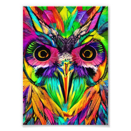 Foto Coruja com Penas Coloridas Arte Quirky AI