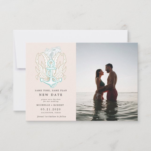 Foto costeira litoral Mudar a data Convite (Frente)