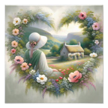 Cottagecore Floral Coração Campo Cottage