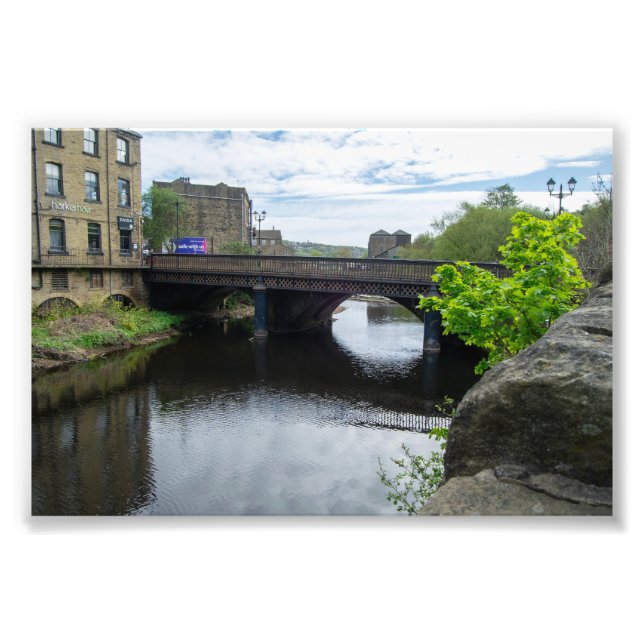 Foto County Bridge e o Rio Calder, Sowerby Bridge (Frente)