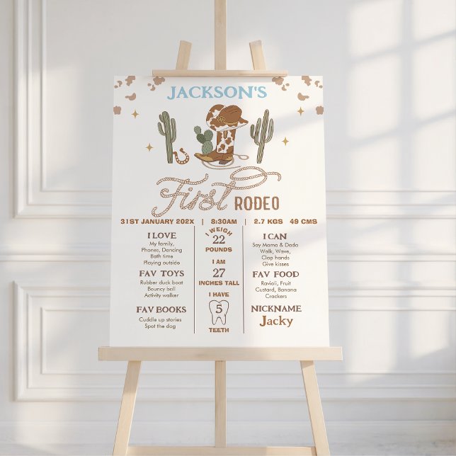 Foto Cowboy Brown First Rodeo Birthday Poster (First Rodeo Milestone Sign, Rodeo 1st Birthday Milestone Sign Boy, 1st Rodeo Milestone Board, )