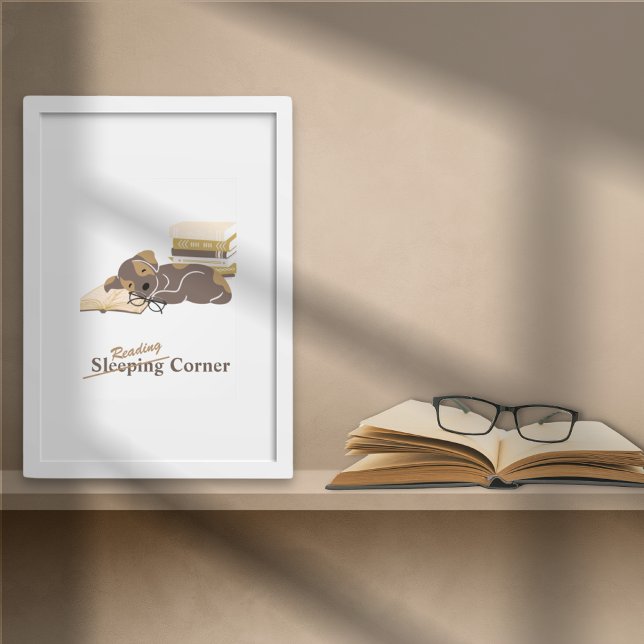 Foto Cozy Lendo Nook Animal Themed Book Poster (Reading Collection Photo Print Dog)