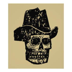 Foto Crânio de Cowboy Vintage com Chapéu Western Antigo