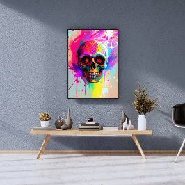Foto Crânio vívido de neon com Abstrato