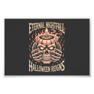 Foto Creepy Skeleton Hands Pumpkin Skull