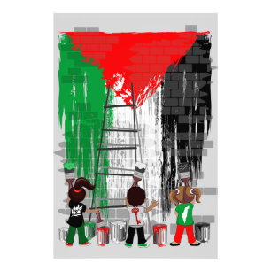 Foto Crianças de Gaza Pintando a Bandeira da Palestina 