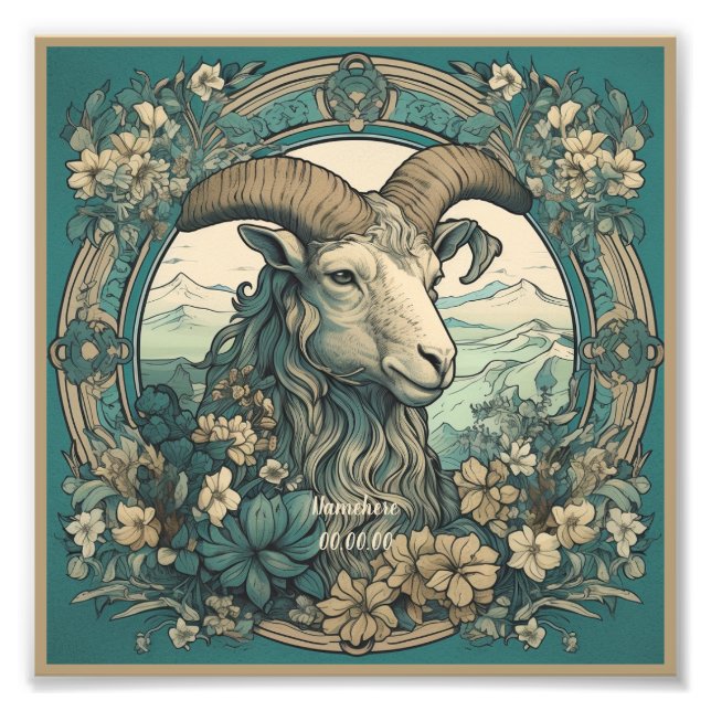 Foto Crie sua própria arte Nouveau Capricorn Zodiac (Frente)