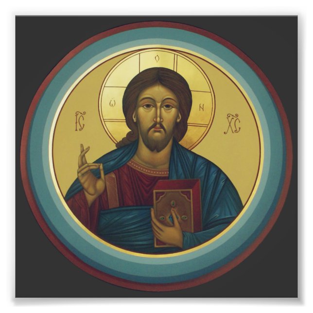 Foto Cristo Pantocrator Bizantino Arte de Mosaico Redon (Frente)