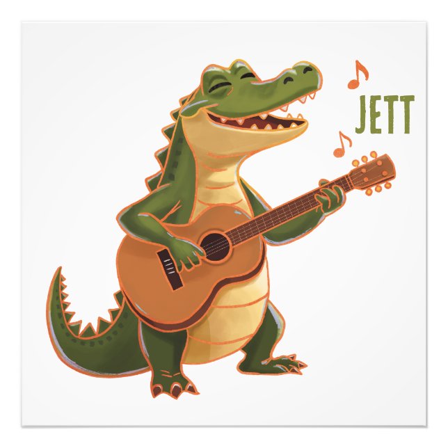 Foto Crocodilo Rockeiro com Guitarra – Divertido Animal (Frente)