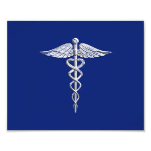 Foto Cromo Como Caduceus Símbolo Médico Marinho Deco Az