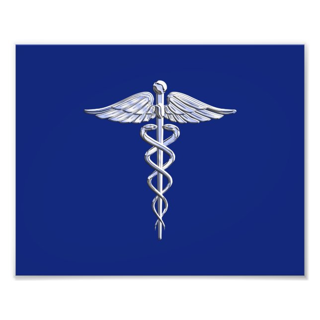 Foto Cromo Como Caduceus Símbolo Médico Marinho Deco Az (Frente)