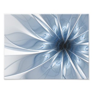 Foto Cu de flor de fantasia fractal azul macio e tenra