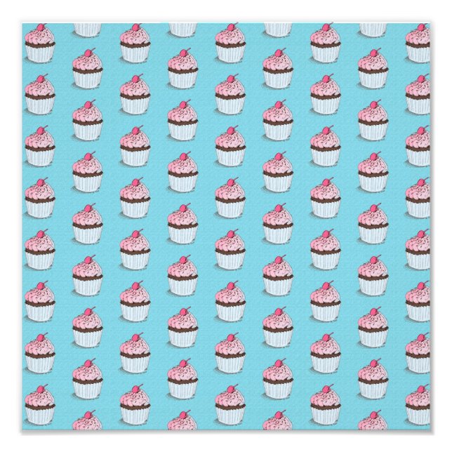 Foto Cupcakes Fofos em Fundo Azul (Frente)
