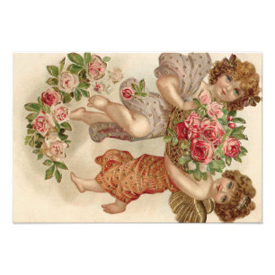 Foto Cupid Cherub Angel Basket Rosa