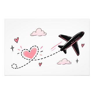 Foto Cute Airplane Heart Trail Poster | Trav Minimalist