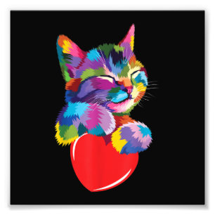 Foto Cute Cat Gift for Kitten Lovers Colorful Art Kitty
