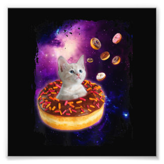 Foto Cute Cat Inside Donut In Space Kitty Lovers