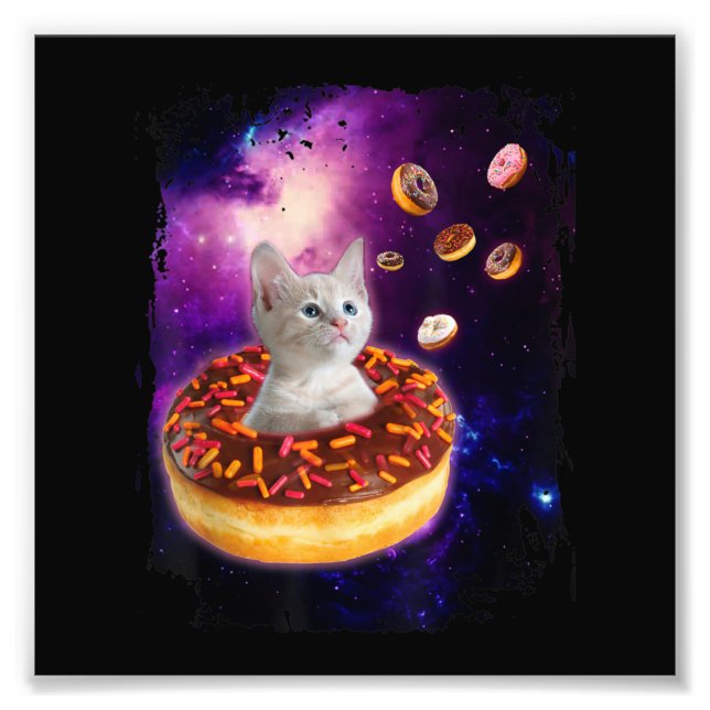 Foto Cute Cat Inside Donut In Space Kitty Lovers (Frente)