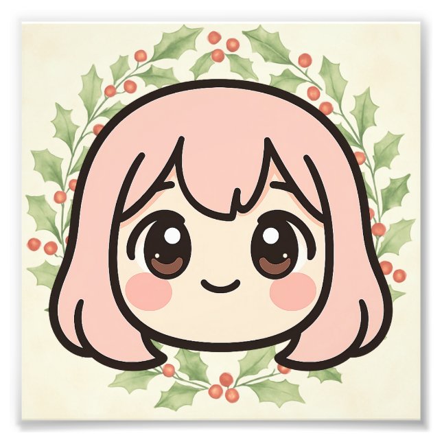Foto Cute Kawaii Anime Girl Wood Wall Art  (Frente)