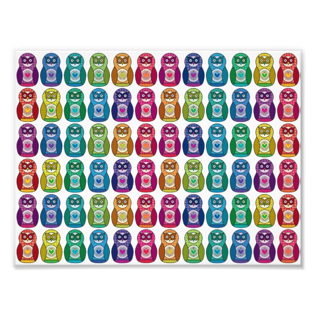 Foto Cute Rainbow Matryoshka Owl (Frente)