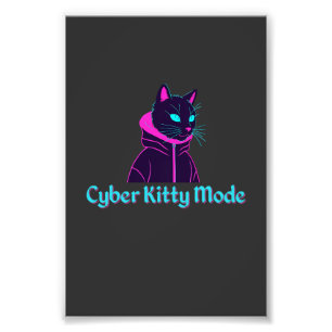 Foto Cyber Cat Vibes - Neon Glitch Aestic Design