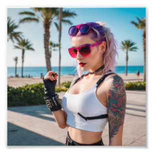 Foto Cyber Punk 80s Babe da Praia