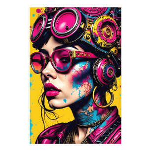 Foto Cyberpunk Neon Rebel - Futurística Arte P