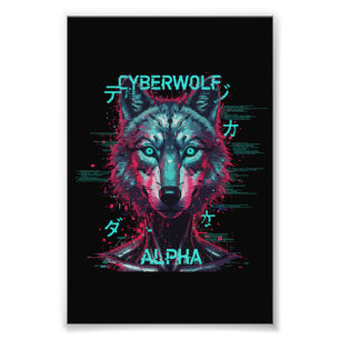Foto Cyberwolf Alpha Lobo Futurístico Neon Cyberpunk