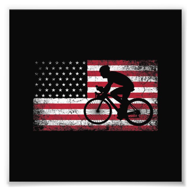 Foto Cyclist Cycling Bicycle American Flag 4th of July (Frente)