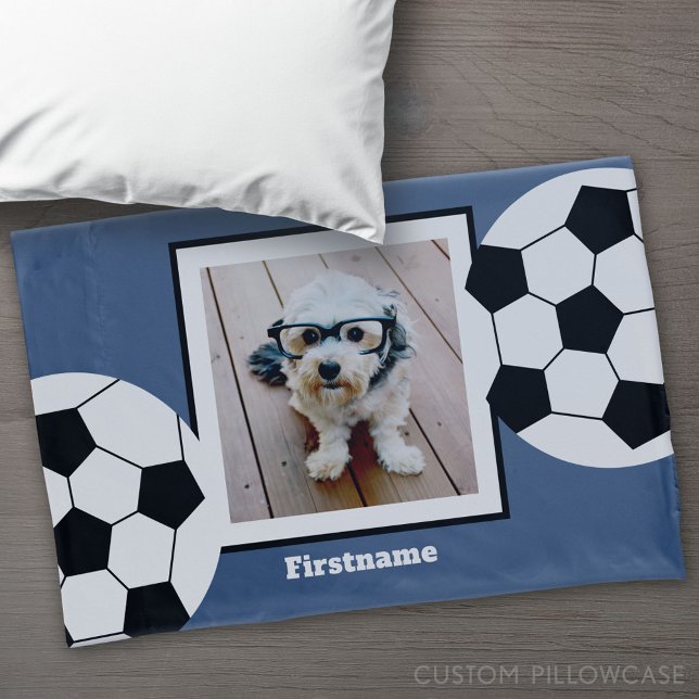 Foto da bola de futebol - Pode editar cor (Custom Pillowcase)
