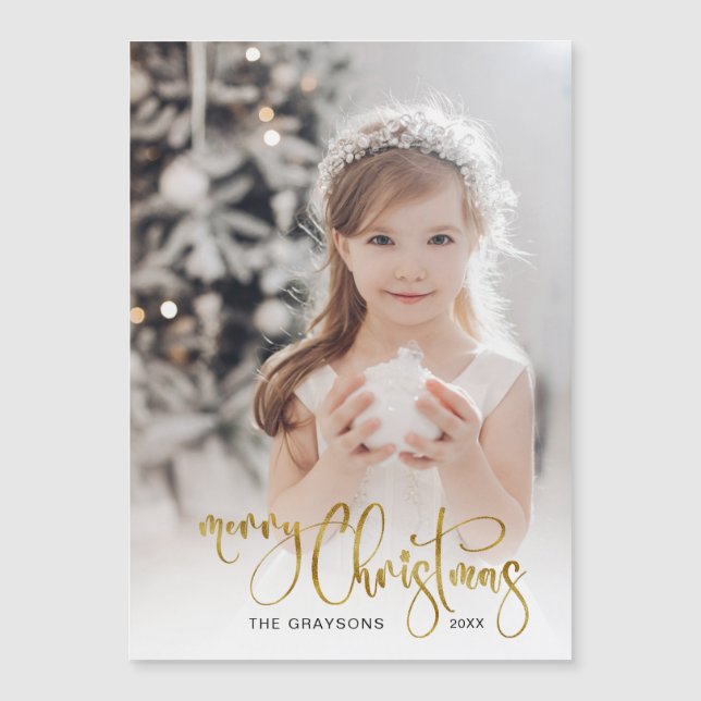 Foto da Caligrafia de Natal Dourada Elegante (Frente)