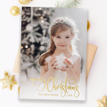 Foto da Caligrafia de Natal Dourada Elegante