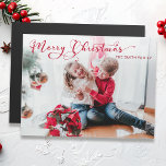 Foto da caligrafia de Natal Festiva Felry<br><div class="desc">Saudação Festiva de Natal Feliz em uma fonte de texto de caligrafia personalizada (a cor pode ser personalizada usando o selecionador de cores no editor de design) com modelo de foto,  filtro branco opaco e campo de texto editável.</div>
