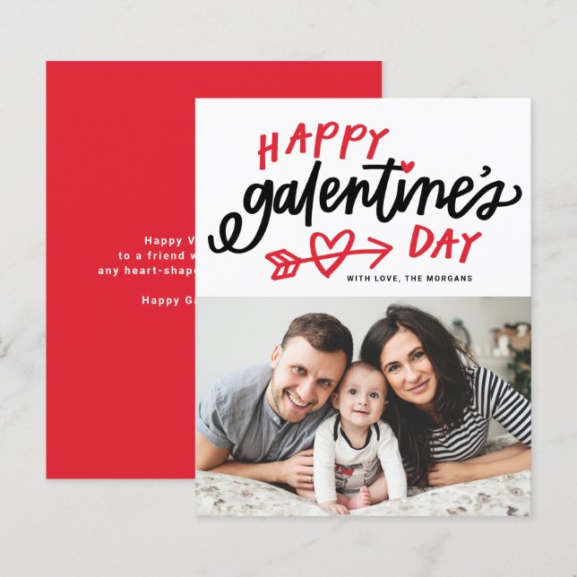 Foto da Caligrafia Moderna Vermelha Feliz Dia dos  (Frente/Verso)