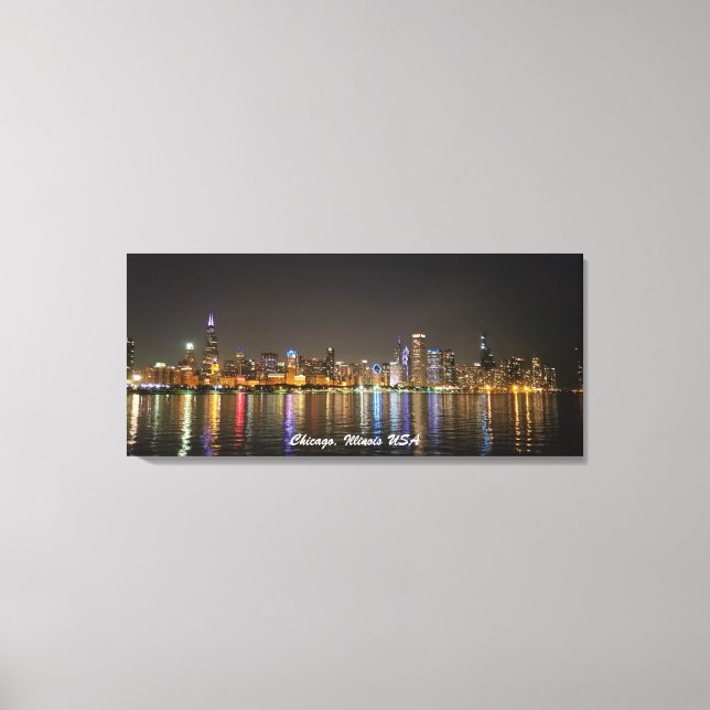 Foto da Canvas de Imagem de Chicago Skyline Night (Frente)