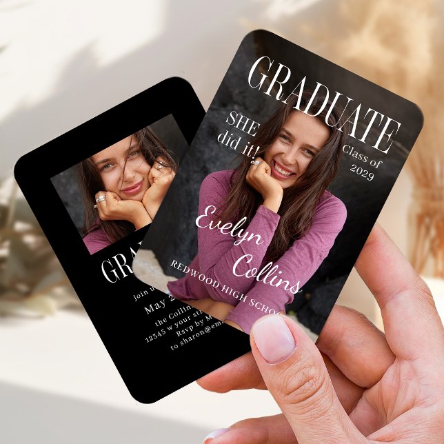 Foto da capa da revista Mini Timeless Convite de f (Mini Timeless Magazine Cover Photo Grad invitation)
