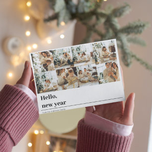 Foto da família Collage   Hello New Year Cartão Po