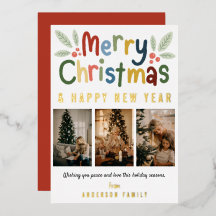 Foto da Família Feliz de Natal Moderna, Colorida e