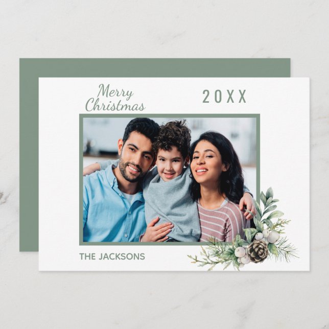 Foto da família natalina, pinho branco, pinho mode (Frente/Verso)