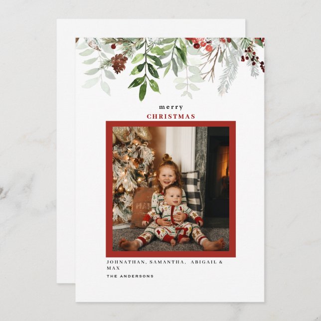 Foto da Folhagem de inverno Natal moderno (Frente/Verso)