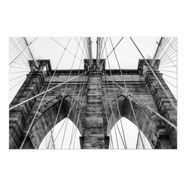 Foto da Ponte de Brooklyn Preto e Branco NYC (Frente)