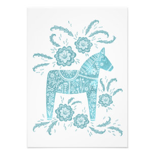 Foto Dala Horse Teal Folk Art