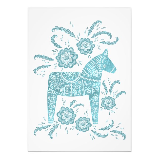 Foto Dala Horse Teal Folk Art (Frente)