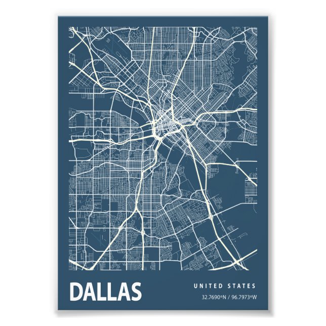 Foto Dallas - Mapa de cidades de Blueprint dos Estados  (Frente)