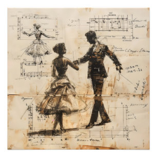Foto Dancers Vintage Blueprint