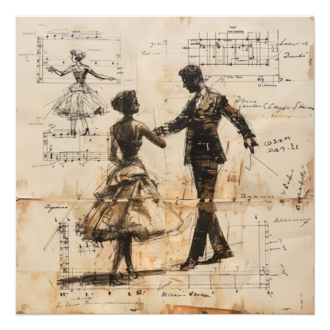 Foto Dancers Vintage Blueprint (Frente)