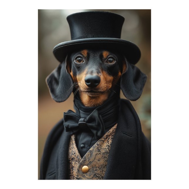 Foto Dapper Dachshund no Ataque Victoriano Elegante (Frente)